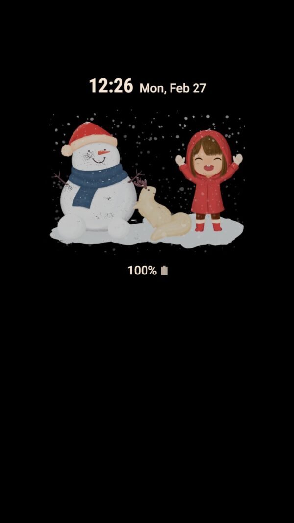 Samsung Themes: ❤️Mun❤️ Joyful Winter ~❤️ Premium Theme happy little girl play with snowman - Image 7