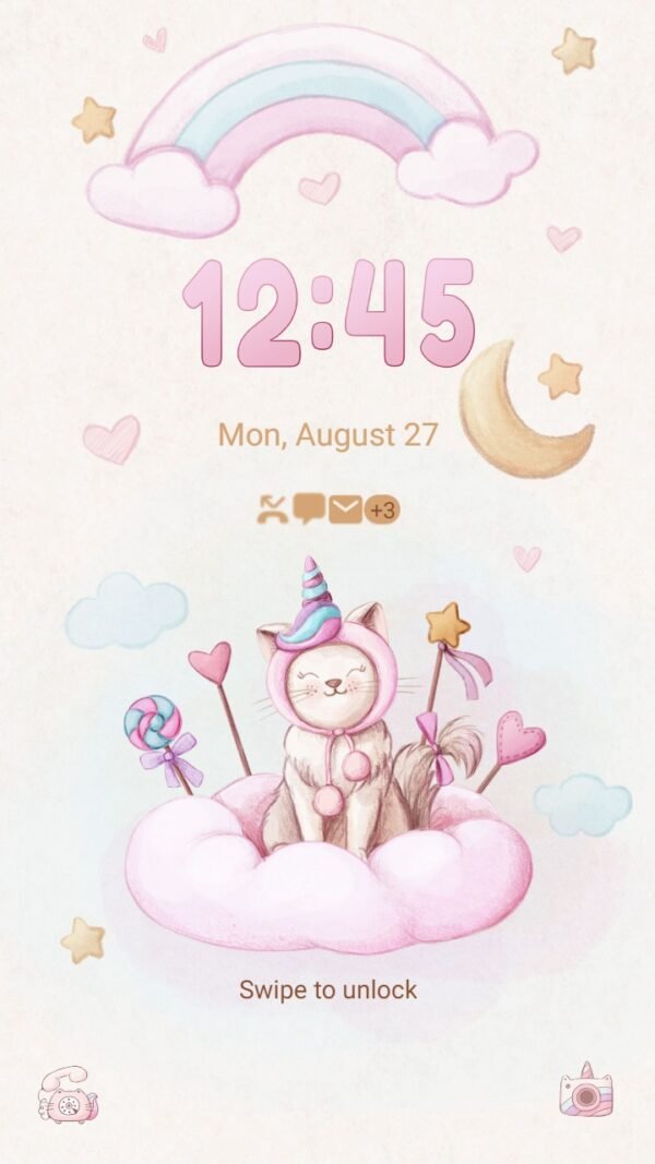 Samsung Themes: ❤️Mun❤️ Meow, I'm a unicorn ~❤️ Premium Theme lovely dreamy cat cosplay unicorn - Image 2