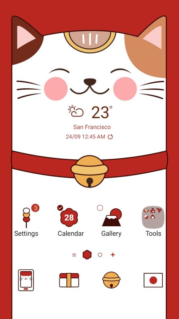 Samsung Themes: ❤️Mun❤️ Good Luck Charm Cat ~❤️ Premium Theme Official with lucky cute cat waving