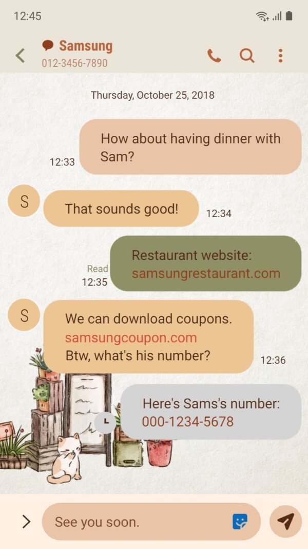 Samsung Themes: ❤️Mun❤️ Aesthetic Coffee Shop Animated ~❤️ Premium Animated Theme with green decoration and cute cat - Image 4