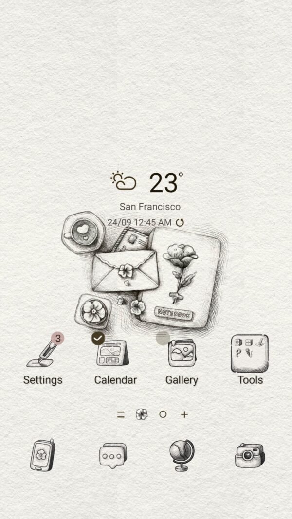 Samsung Themes: ❤️Mun❤️ Journaling idea sketch Animated ~❤️ Premium Animated Theme with stationery stickers aesthetic