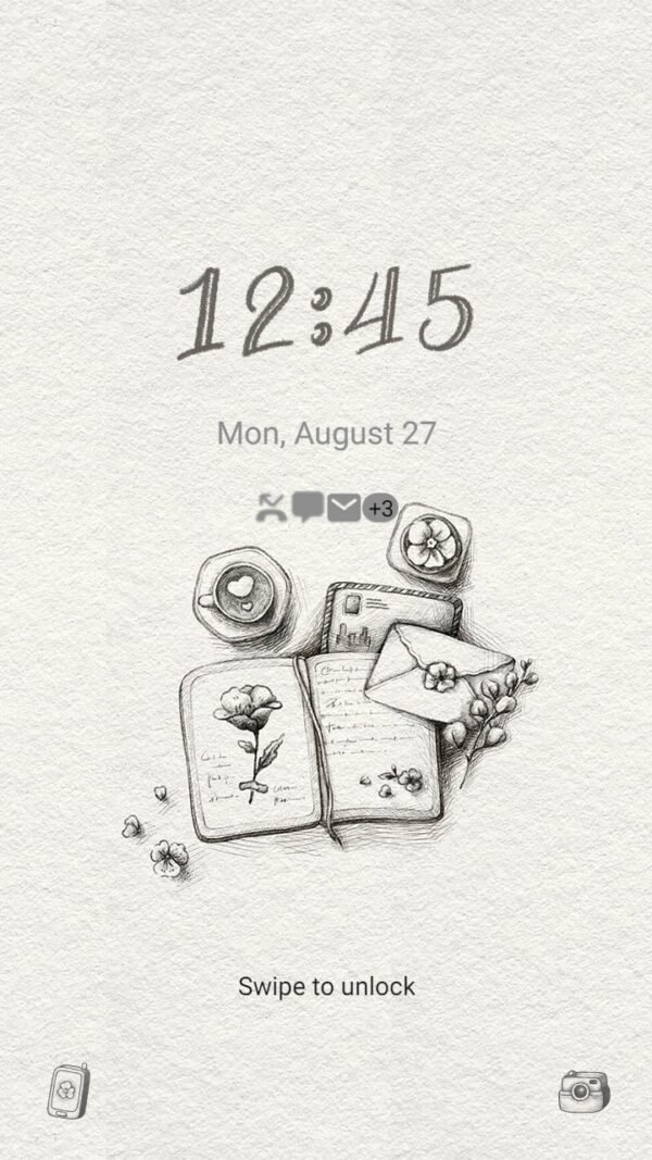 Samsung Themes: ❤️Mun❤️ Journaling idea sketch Animated ~❤️ Premium Animated Theme with stationery stickers aesthetic - Image 2