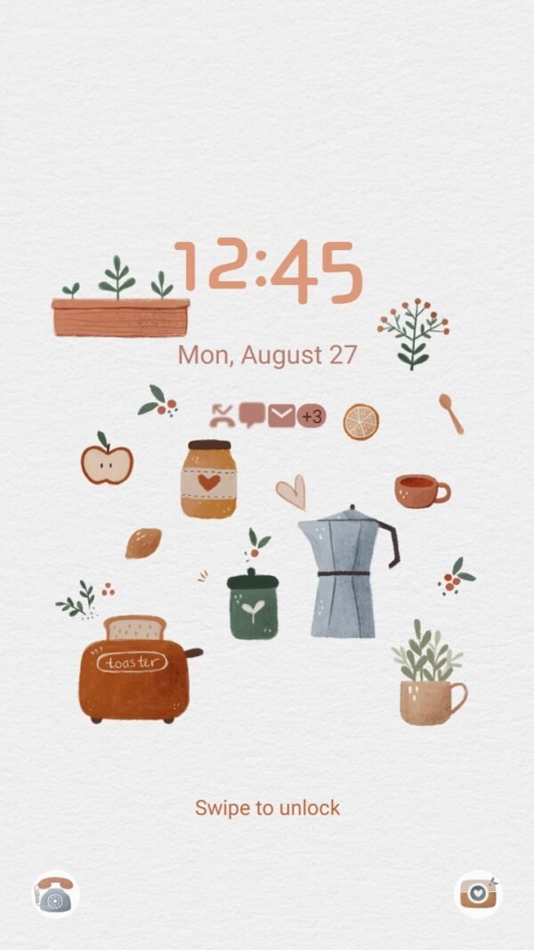 Samsung Themes: ❤️Mun❤️ Kitchen Set Illustration _Premium Theme Official by coffee machine and cooking curtains - Image 2