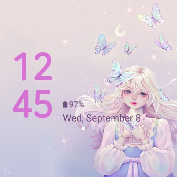 Samsung Themes: ❤️Mun❤️ Fantasy Fairy Doll ~❤️ Premium Theme Official with pink - purple pastel girl and adorable butterfly - Image 8