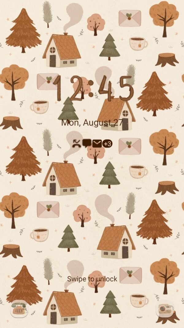 Samsung Themes: ❤️Mun❤️ Autumn vibe texture _Premium Theme Official with orange old house and tree - Image 2
