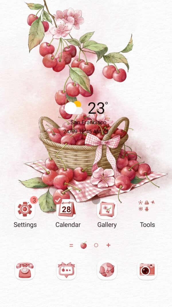 Samsung Themes: ❤️Mun❤️ Sweet Pink Cherry Basket ~❤️ Premium Theme Official