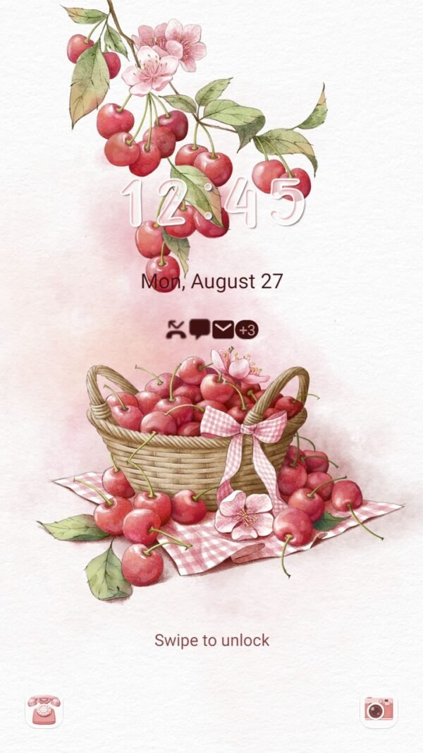 Samsung Themes: ❤️Mun❤️ Sweet Pink Cherry Basket ~❤️ Premium Theme Official - Image 2