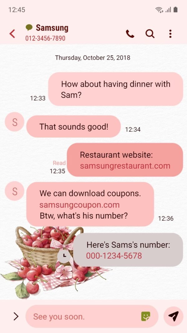 Samsung Themes: ❤️Mun❤️ Sweet Pink Cherry Basket ~❤️ Premium Theme Official - Image 4
