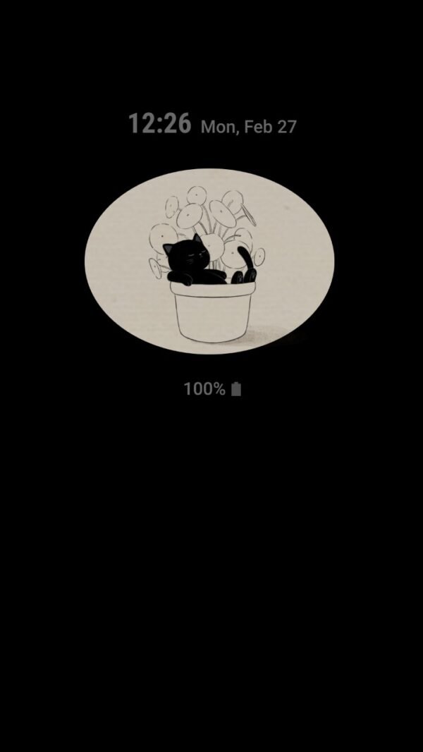 Samsung Themes: ❤️Mun❤️ Black cat chilling ~❤️ Premium Theme Official with plants - Image 7