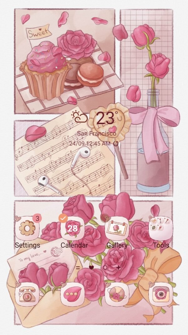 Samsung Themes: ❤️Mun❤️ Blooming Rose ~❤️ Premium Theme Official with gentle love letter