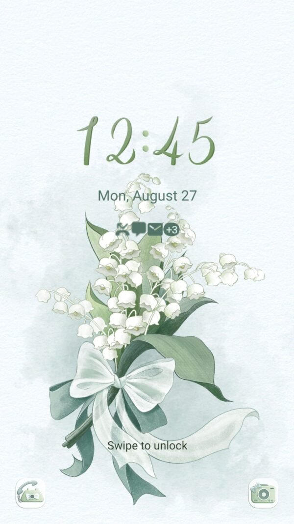 Samsung Themes: ❤️Mun❤️ White bell flowers ~❤️ Premium Theme Official Convallaria majalis lily of the valley - Image 2