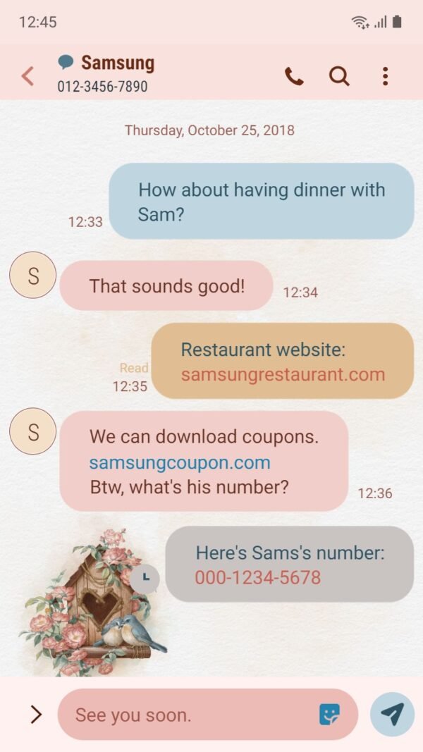 Samsung Themes: ❤️Mun❤️ Bird house and rose ~❤️ Premium Theme Official with cute pink flowers and couple birds - Image 4