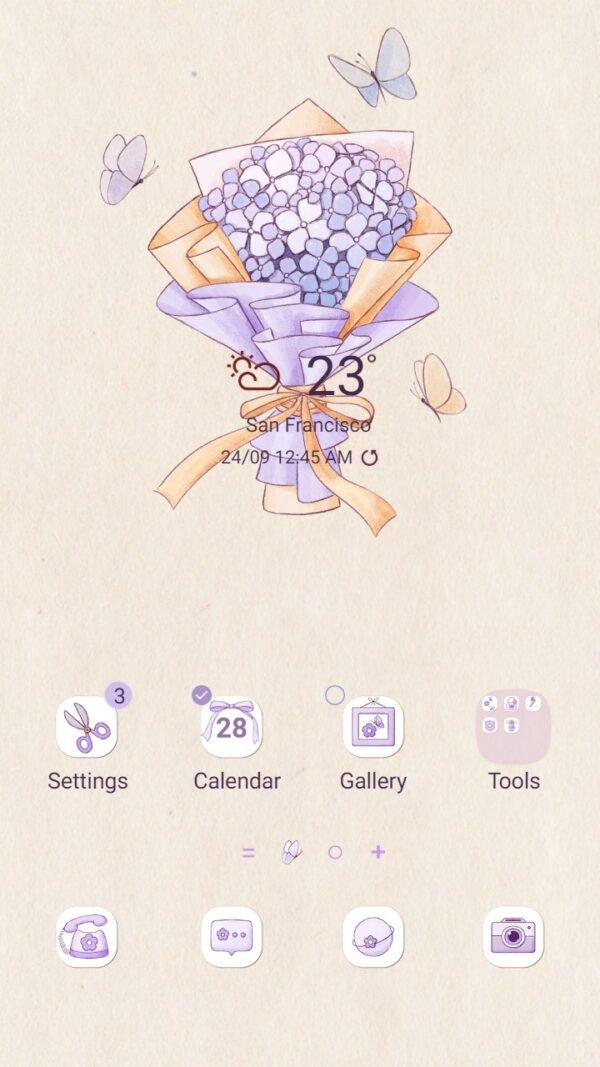 Samsung Themes: ❤️Mun❤️ Hydrangea purple flower ~❤️ Premium Theme Official with butterfly