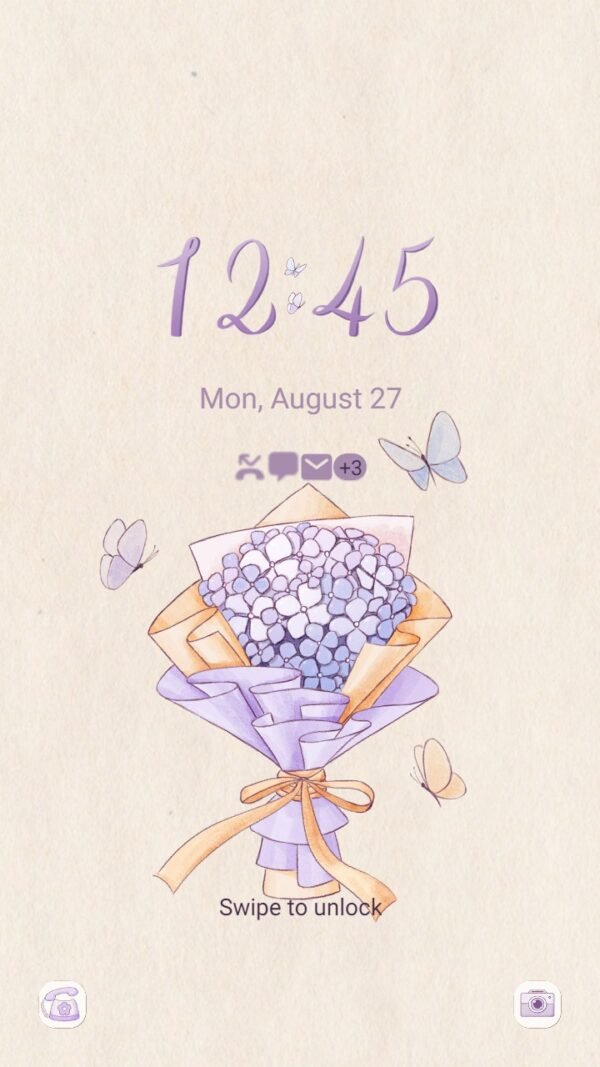 Samsung Themes: ❤️Mun❤️ Hydrangea purple flower ~❤️ Premium Theme Official with butterfly - Image 2