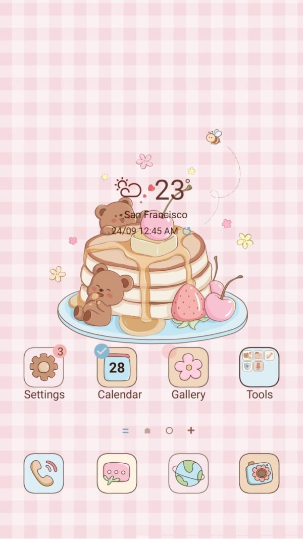 Samsung Themes: ❤️Mun❤️ Honey Bee Crepes Cake ~❤️ Premium Theme Official with Sweet brown bears