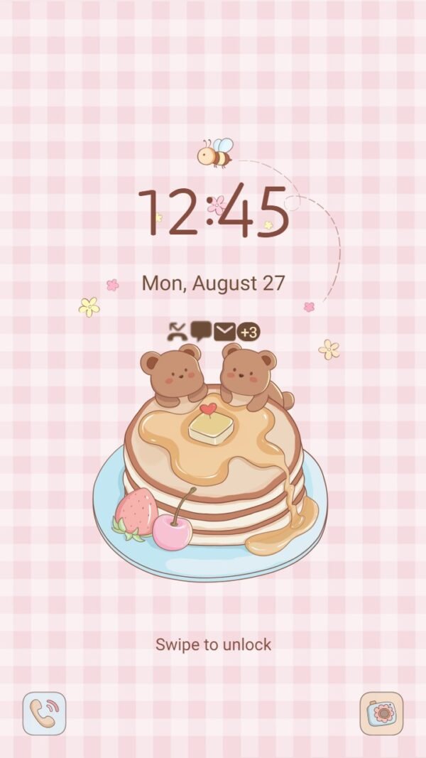 Samsung Themes: ❤️Mun❤️ Honey Bee Crepes Cake ~❤️ Premium Theme Official with Sweet brown bears - Image 2