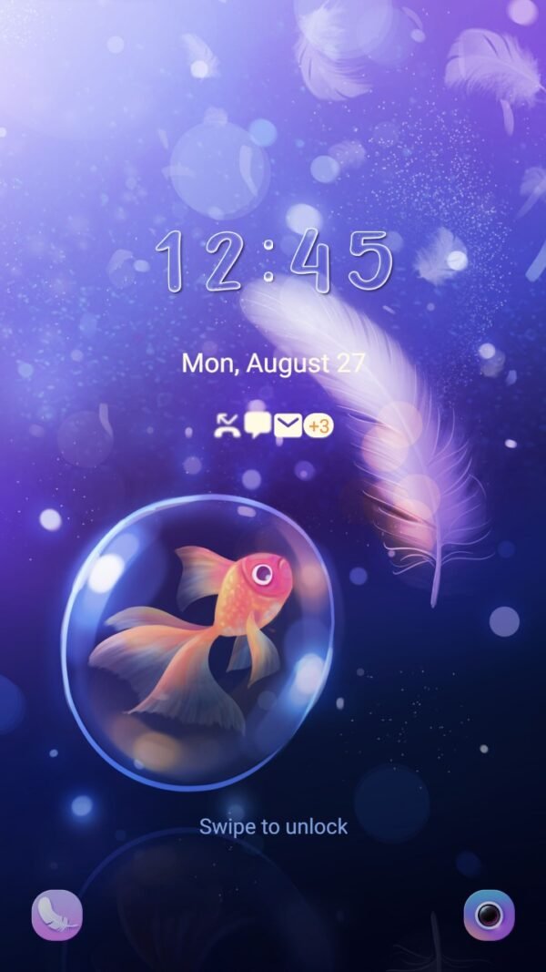 Samsung Themes: ❤️Mun❤️ Dark Purle Swan ~❤️ Premium Theme Official with bubble golden fish - Image 2