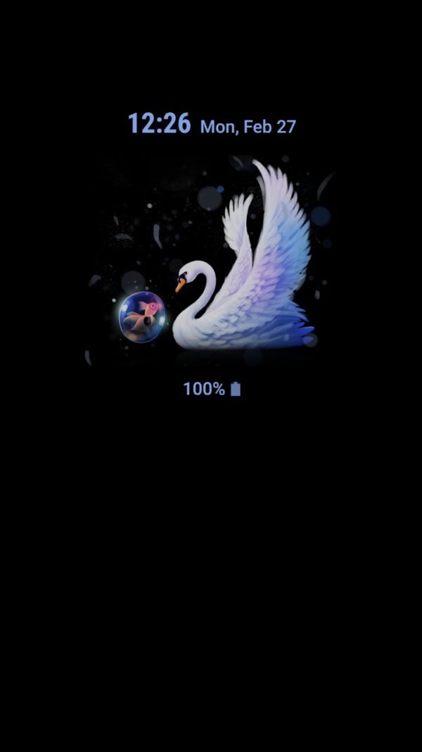 Samsung Themes: ❤️Mun❤️ Dark Purle Swan ~❤️ Premium Theme Official with bubble golden fish - Image 7