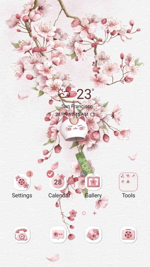 Samsung Themes: ❤️Mun❤️ Cat bell and Cherry Blossom ~❤️ Premium Theme Official