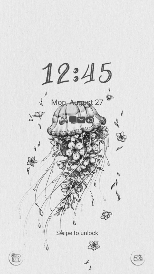 Samsung Themes: ❤️Mun❤️ Jellyfish and Flower Drawing ~❤️ Premium Theme under the peach blossom - Image 2