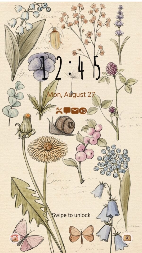 Samsung Themes: ❤️Mun❤️ Plant Drawing ~❤️ Premium Theme with botanical aesthetics - Image 2