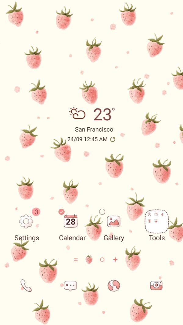 Samsung Themes: ❤️Mun❤️ Simple Fresh Strawberry ~❤️ Premium Theme Official