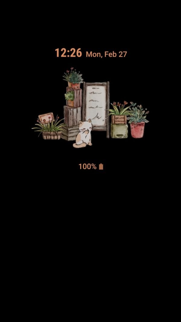 Samsung Themes: ❤️Mun❤️ Aesthetic Coffee Shop ~❤️ Premium Theme Official with green decoration and cute cat - Image 7