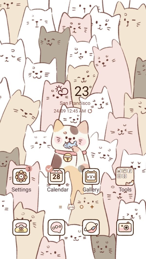 Samsung Themes: ❤️Mun❤️ Cute Kitten ~❤️ Premium Theme Official with doodle cat