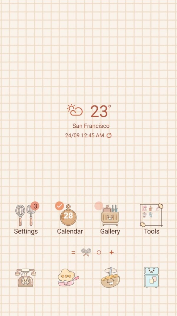 Samsung Themes: ❤️ Mun ❤️ Simple kitchen accessories ~❤️ Premium Theme Official with aesthetic pattern