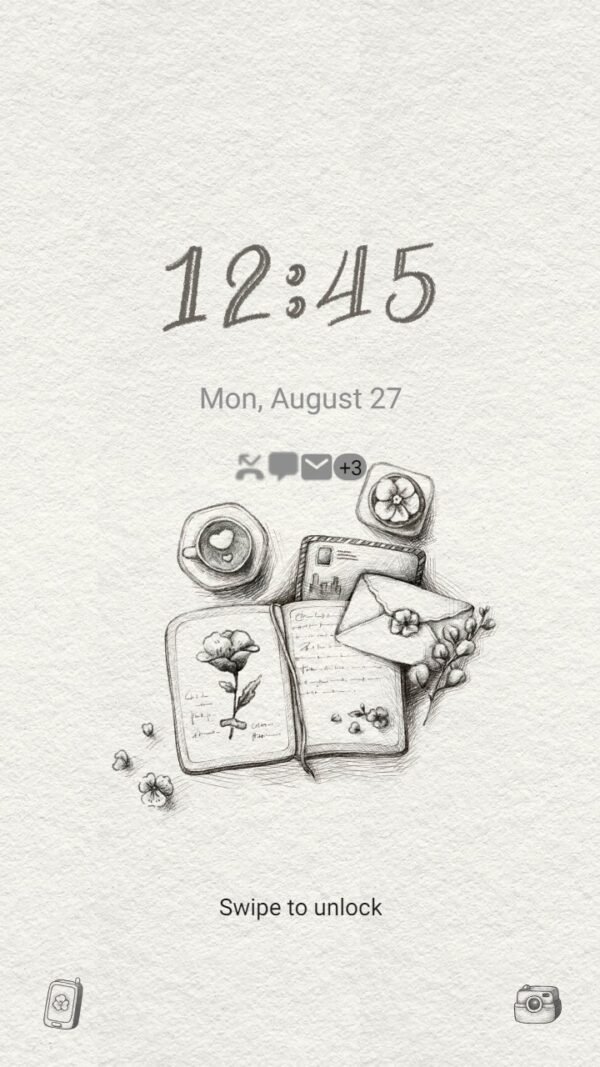 Samsung Themes: ❤️Mun❤️ Journaling idea sketch ~❤️ Premium Theme with stationery stickers aesthetic - Image 2