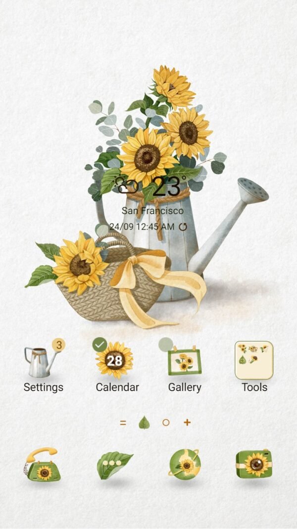 Samsung Themes: ❤️Mun❤️ Colorful Sunflower ~❤️ Premium Theme with watercolor summer