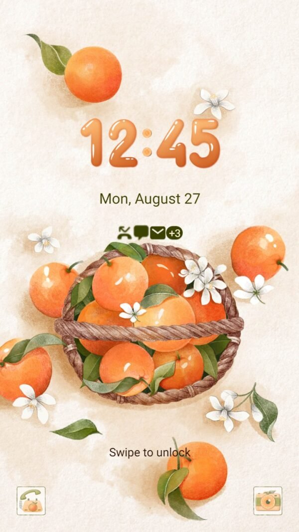 Samsung Themes: ❤️Mun❤️ Juicy Orange ~❤️ Premium Theme with flower - Image 2