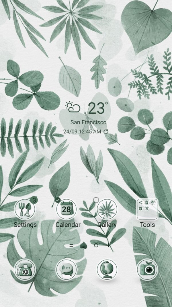 Samsung Themes: ❤️Mun❤️ Greenery Leaves ~❤️ Premium Theme with hand painting