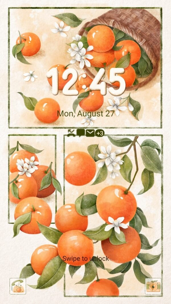 Samsung Themes: ❤️ Mun ❤️ Orange Blossom ~❤️ Premium Theme Official with citrus fruit watercolor - Image 2