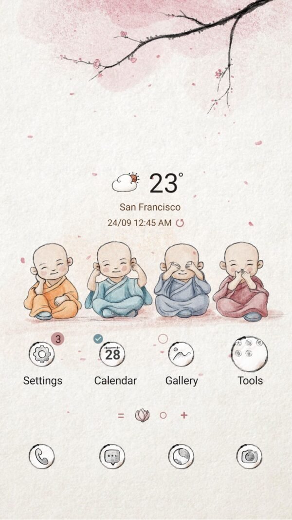 Samsung Themes: ❤️Mun❤️ Cute Monks ~❤️ Premium Theme Official with cherry blossom