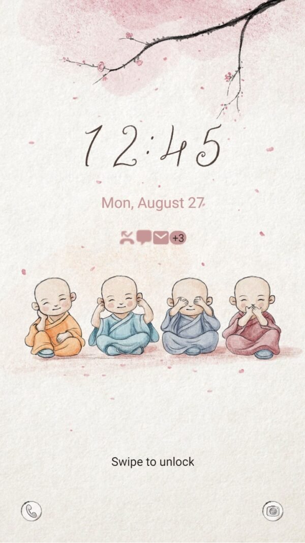 Samsung Themes: ❤️Mun❤️ Cute Monks ~❤️ Premium Theme Official with cherry blossom - Image 2