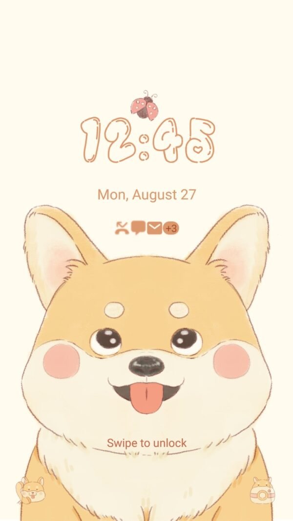 Samsung Themes: ❤️Mun❤️ Kawaii Corgi ~❤️ Premium Theme Official with little ladybird - Image 2