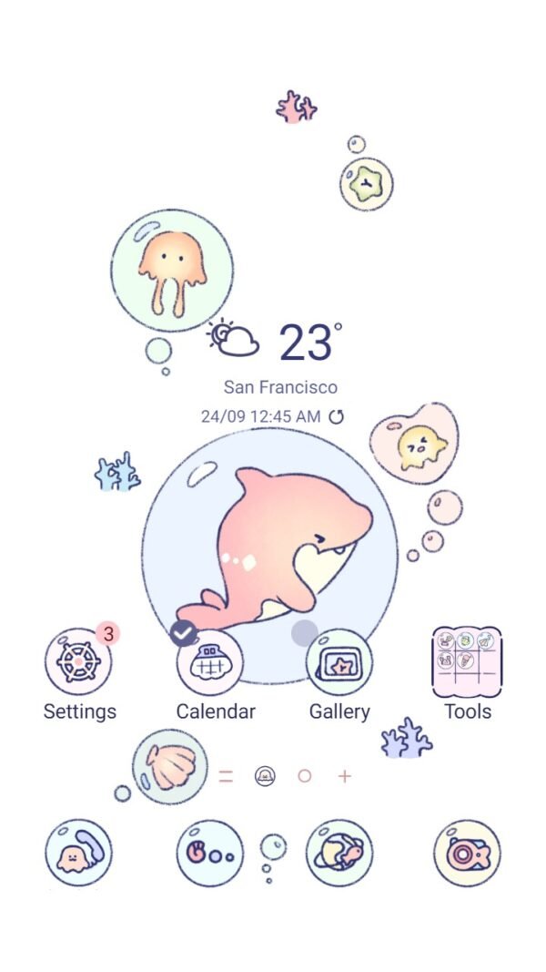 Samsung Themes: ❤️Mun❤️ Baby Orca ~❤️ Premium Theme Free with blue ocean