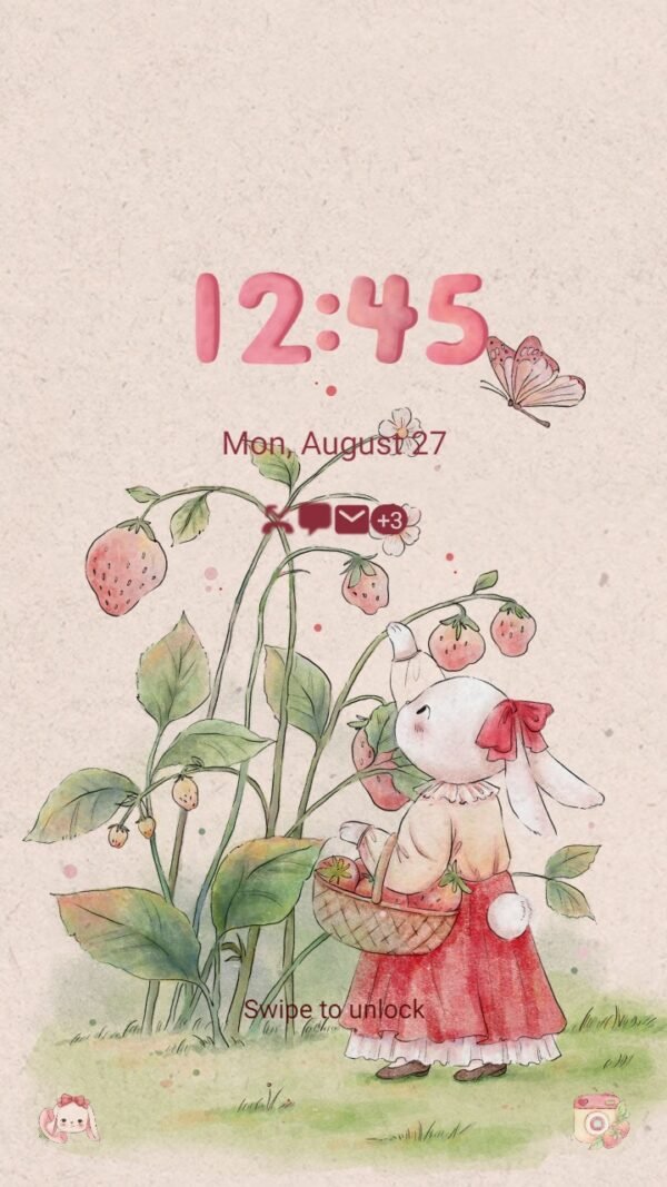 Samsung Themes: ❤️Mun❤️ Lady Bunny ~❤️ Premium Theme with pink strawberry - Image 2