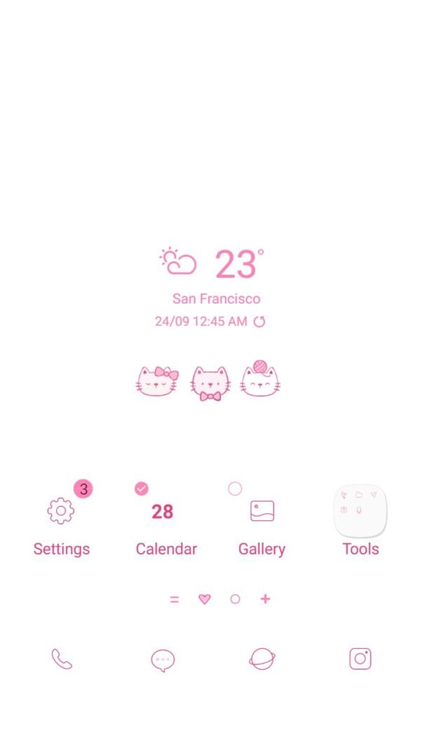 Samsung Themes: ❤️Mun❤️ Mini Cute Pink Cat ~❤️ Premium Theme Official