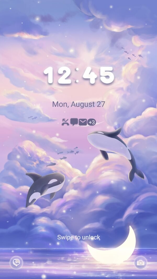 Samsung Themes: ❤️Mun❤️ Fantasy Beautiful Whale ~❤️ Premium Theme Official in the gradient sky and moonlight - Image 2