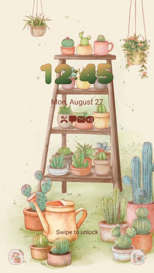 Samsung Themes: ❤️ Mun ❤️ Outdoor cactus species ~❤️ Premium Theme Official with cat and houseplants - Image 2