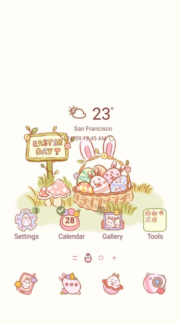 Samsung Themes: ❤️Mun❤️ Cute Easter eggs ~❤️ Premium Theme with chubby bunny