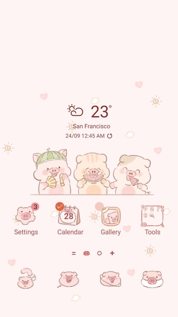 Samsung Themes: ❤️Mun❤️ Piggy Squad ~❤️ Premium Theme kawaii pig friendship