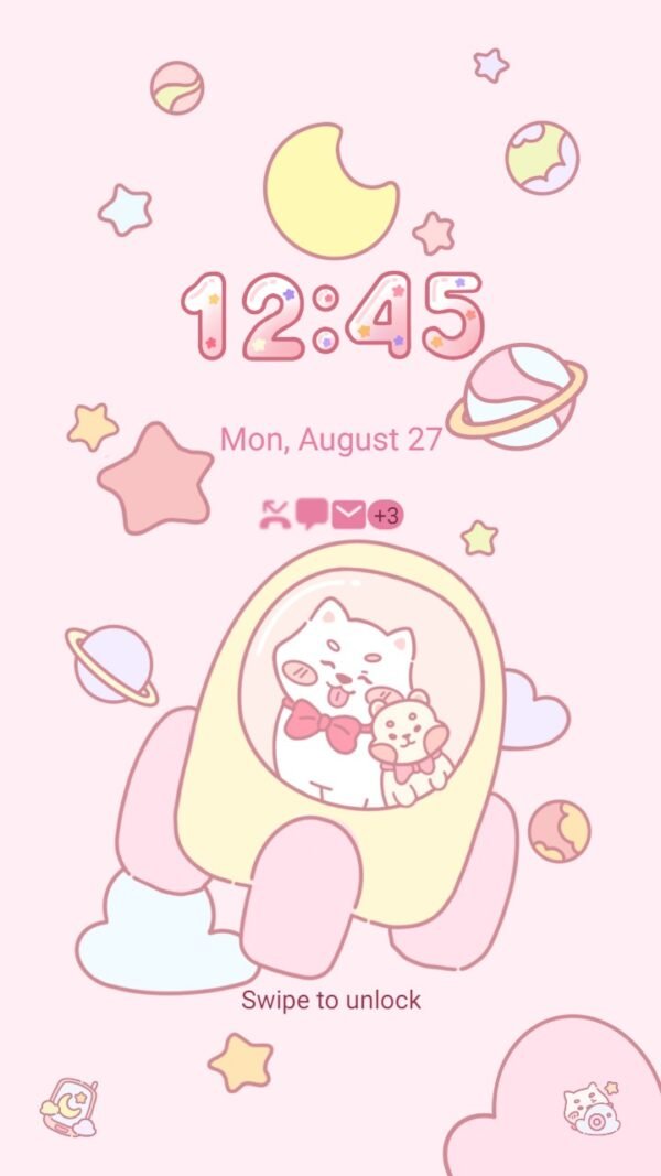 Samsung Themes: ❤️Mun❤️ Dog and Hamster in space ~❤️ Premium Theme cute friendship - Image 2