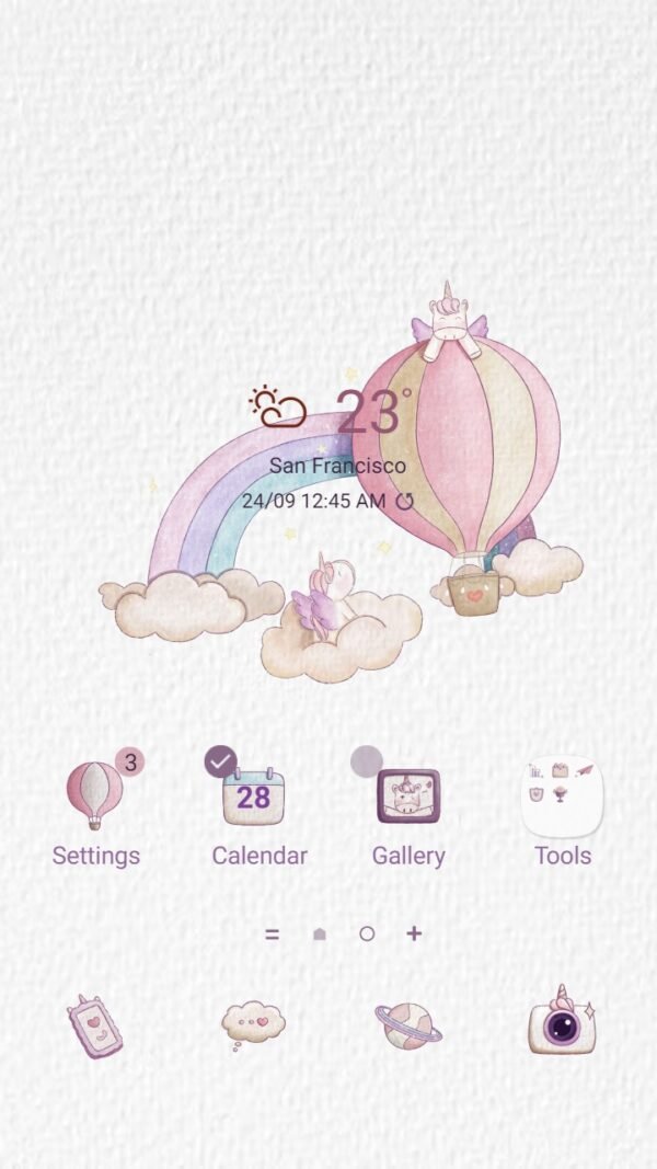 Samsung Themes: ❤️Mun❤️ Kawaii Cloudy Unicorn ~❤️ Premium Theme Official