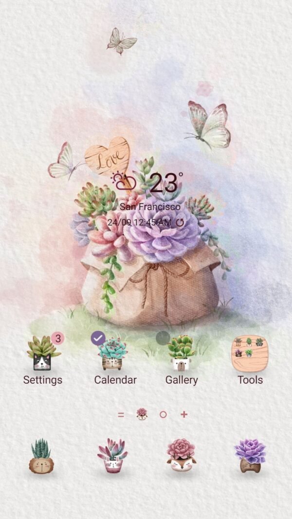 Samsung Themes: ❤️Mun❤️ Vintage Succulent ~❤️ Premium Theme wonderful aesthetic vibe