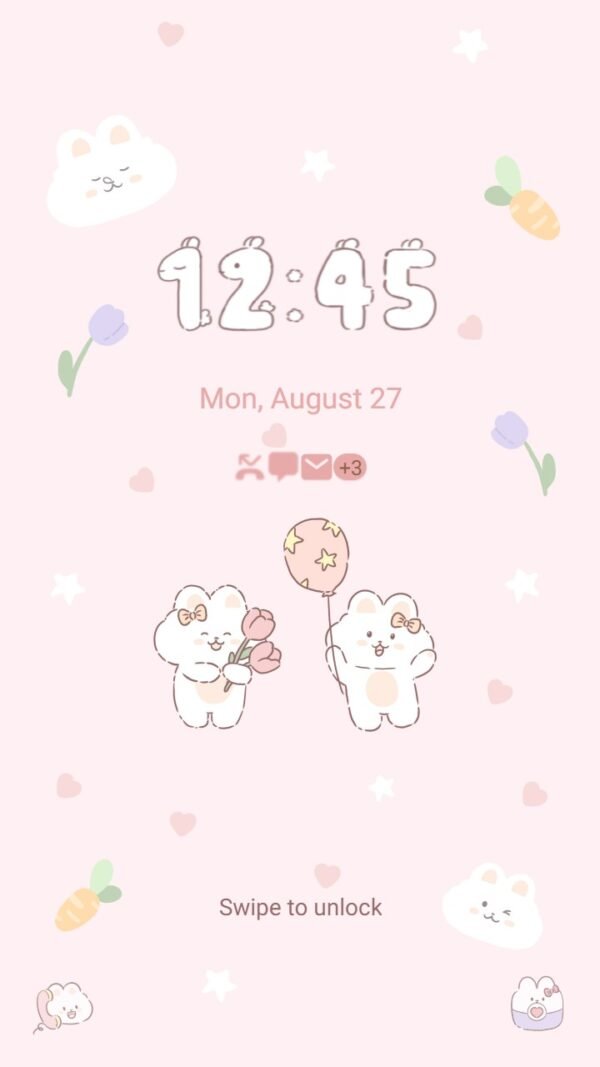 Samsung Themes: ❤️Mun❤️ Kawaii Bunny ~❤️ Premium Theme romantic bunny couple valentine - Image 2