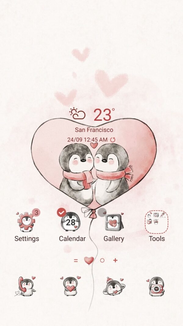 Samsung Themes: ❤️Mun❤️ Penguin in love ~❤️ Premium Theme romantic valentine