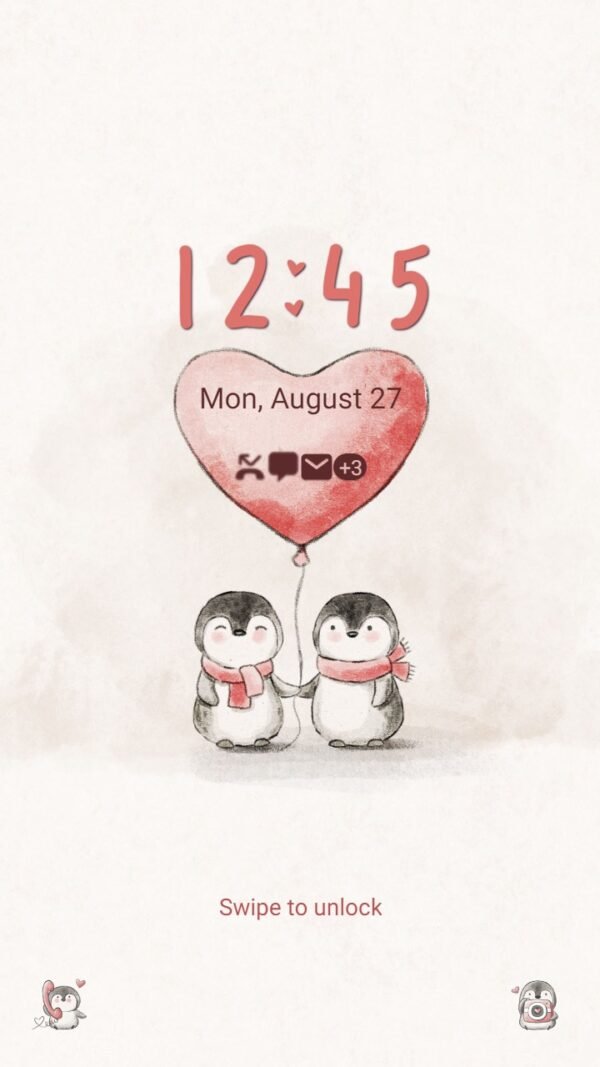 Samsung Themes: ❤️Mun❤️ Penguin in love ~❤️ Premium Theme romantic valentine - Image 2